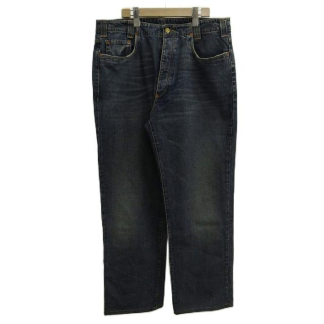 【中古】グッチ GUCCI デニム ジーンズ 54 インディゴ ブルー 無地 ボタンフライ フルレングス /PP ■GY12 メンズ