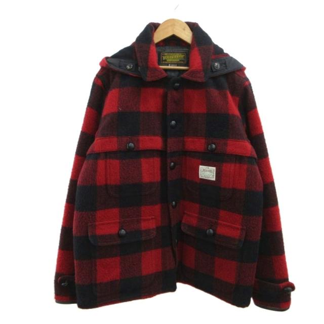 【中古】ネイバーフッド NEIGHBORHOOD シャツジャケット ブルゾン 上着 ウール M 赤 レッド 黒 ブラック