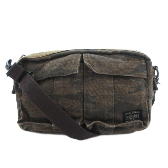 【中古】ボーイ PORTER GREEN EYE 70周年不死化ひな型 LOVE&PEACE ショルダーバッグ 帆布 変装柄 /SX メンズ