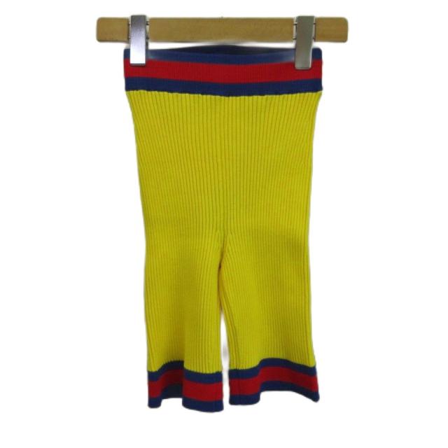 【中古】未当てはめる品 GUCCI ウェブストライプ ショートニットパンツ 二分の一ズボン下 肋筋 伸ばすこと XS 黄味がかった 739825 XKC7I