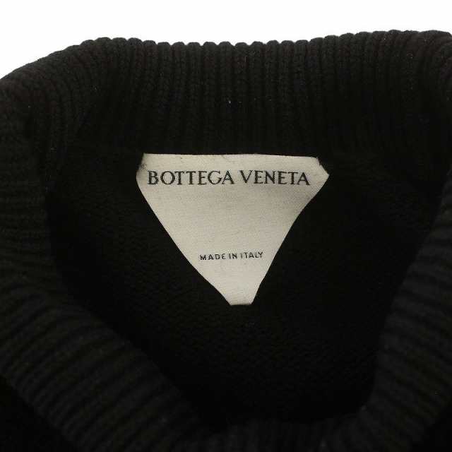 【中古】ボッテガヴェネタ BOTTEGA VENETA ニット セーター 長袖 タートルネック ラグラン ウール S 黒 メンズ