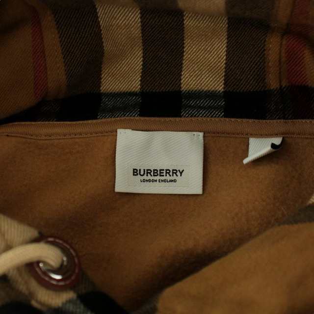 【中古】BURBERRY LONDON ENGLAND 21AW SAMUEL CAMEL サムエル フーディー パーカー ノバチェック S キャメル 茶