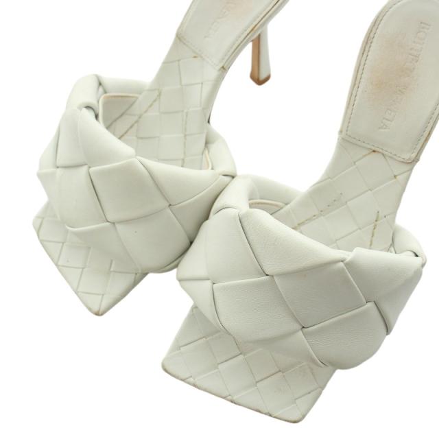 【中古】ボッテガヴェネタ マキシイントレ サンダル イントレチャート ハイヒール ピンヒール レザー 22.5cm 白