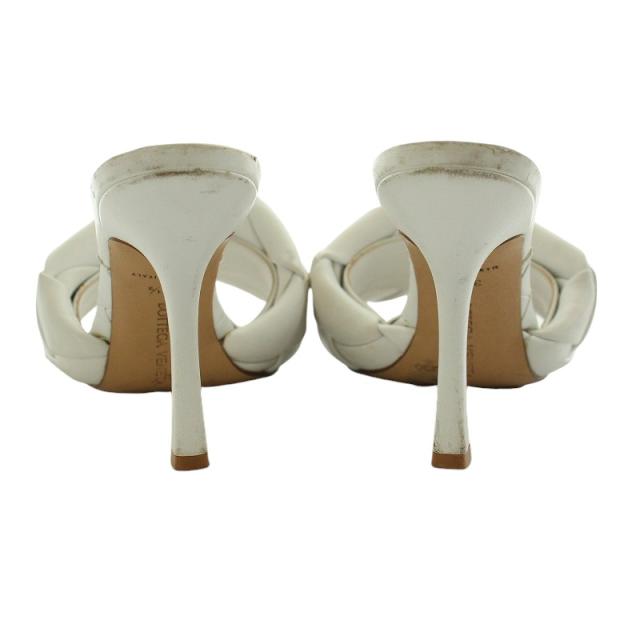【中古】ボッテガヴェネタ マキシイントレ サンダル イントレチャート ハイヒール ピンヒール レザー 22.5cm 白