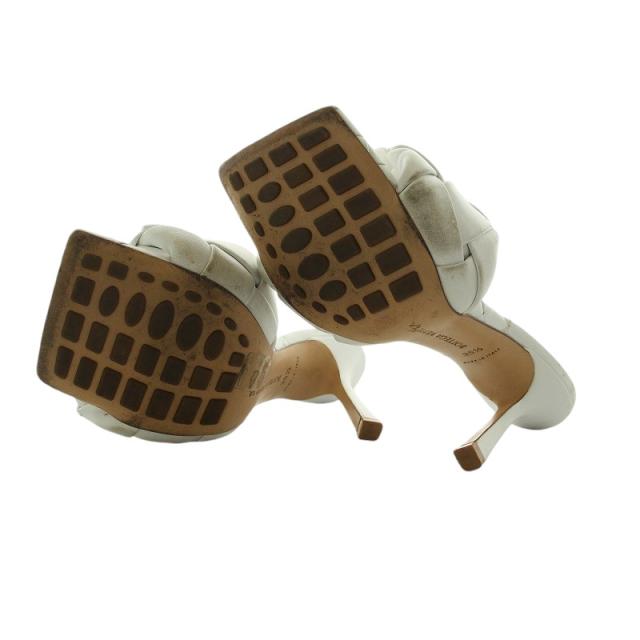 【中古】ボッテガヴェネタ マキシイントレ サンダル イントレチャート ハイヒール ピンヒール レザー 22.5cm 白