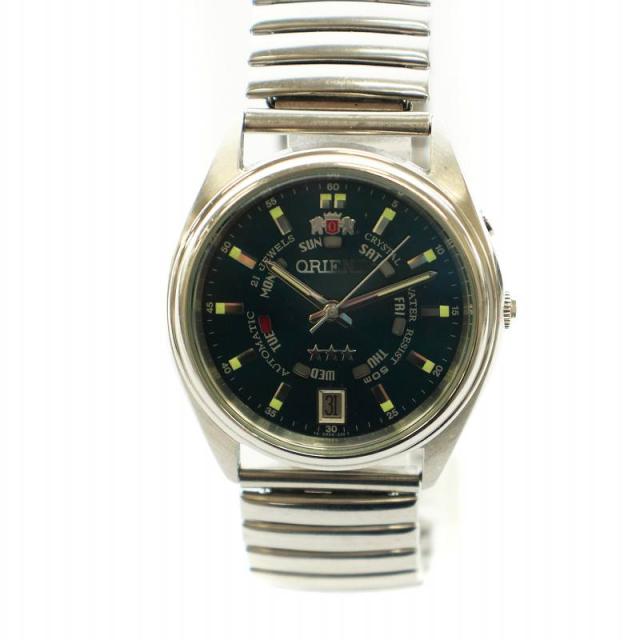 【中古】オリエント ORIENT スリースター 21石 腕時計 ウォッチ 自動巻き デイデイト 緑文字盤 シルバー色 EM5J-C3の通販は 6,800円