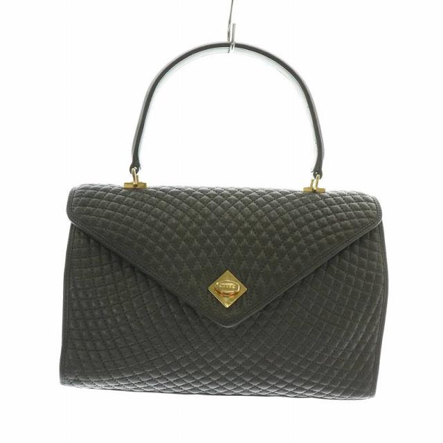 【中古】バリー BALLY イタリア製 ハンドバッグ レザー キルティング ターンロック ロゴ ゴールド金具 グレーの通販は 7,800円