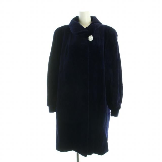 【中古】ミンクジェム Minkgem 毛皮コート 染毛 逆毛 シェアードミンクファーロング 長袖 裏地総柄 ネーム刺繍入り