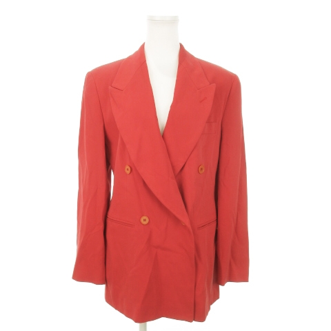 【中古】エンポリオアルマーニ テーラードジャケット 総裏地 ダブル サイドベンツ ピークドラペル 40 L 赤の通販は 5,452円