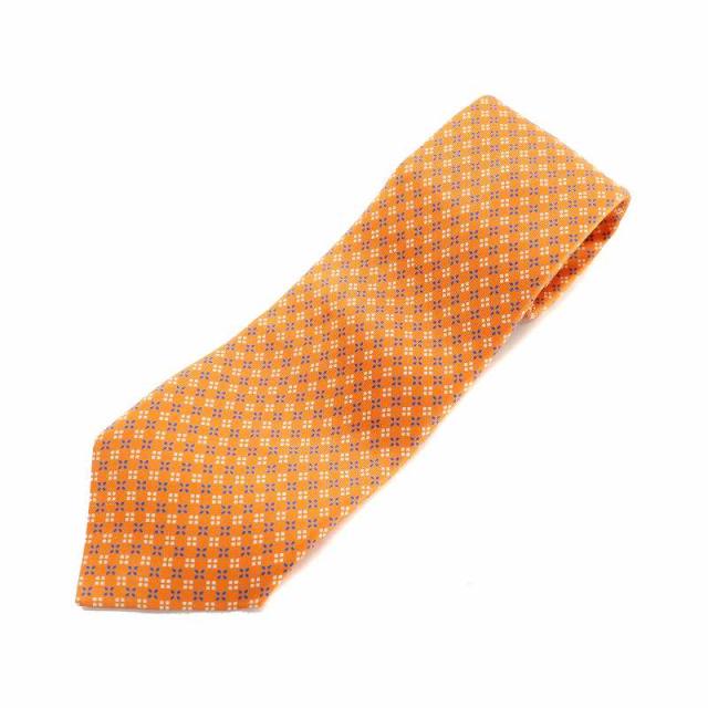 【中古】マリネッラ E.MARINELLA イタリア製 ネクタイ 絹 シルク レギュラータイ 総柄 オレンジ /XZ ■GY27 メンズの通販は