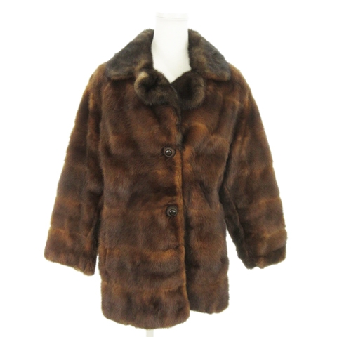 ノーブランド品 毛皮コート サファイアミンクファー 長袖 総裏地