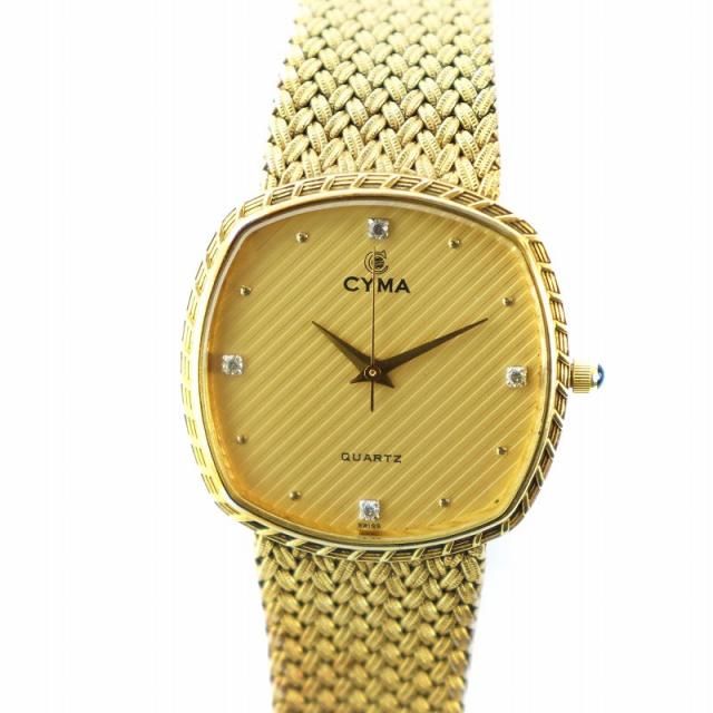 【中古】シーマ CYMA 腕時計 ウォッチ スクエア ラインストーン クォーツ ロゴ ゴールド色 604SP レディースの通販は 6,800円
