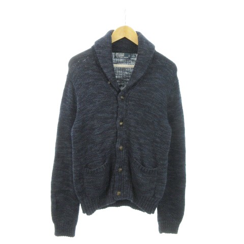 【中古】ポロ バイ ラルフローレン Polo by Ralph Lauren カーディガン ニット ショールカラー 長袖 コットン M 紺の通販は
