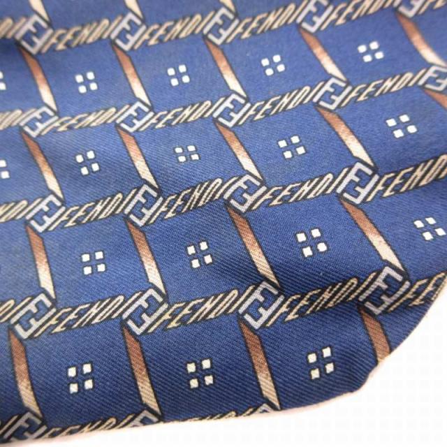 未使用 フェンディ ネクタイ シルク ズッカ柄 FFロゴ ネイビー FENDI フェンディ ネクタイ ズッカ 総柄 ロゴ ネイビー ビジネス