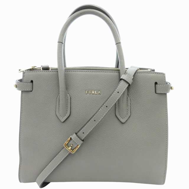 【中古】フルラ FURLA ハンドバッグ ショルダー 2WAY 斜め掛け ロゴ レザー グレー /GV ■GY17 レディースの通販は