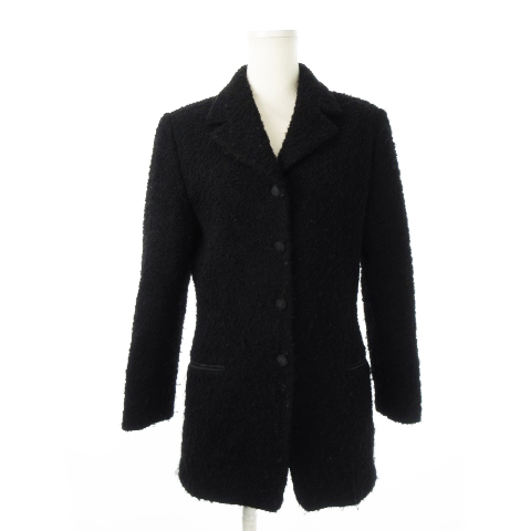 【中古】カステルバジャック CASTELBAJAC テーラードジャケット ブークレ ウール カシミヤ混 ロゴ 刺繍 40 M 黒の通販は 5,576円