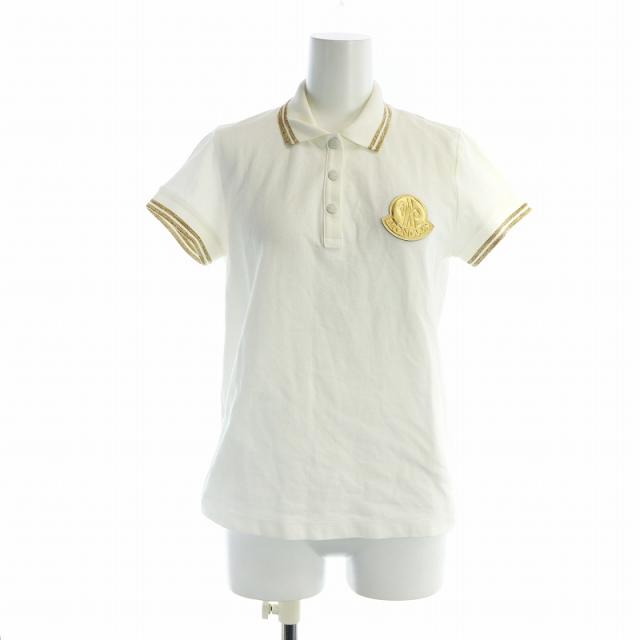 【中古】モンクレール MONCLER ポロシャツ 半袖 ロゴ ラメ ハーフボタン S 白 ホワイト ■GY17 /MQ レディースの通販は