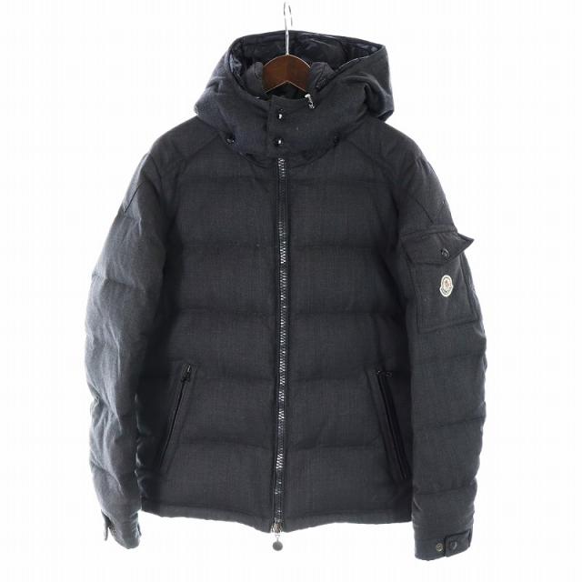 【中古】MONCLER MONTGENEVRE ダウンジャケット ジップアップ フード ロゴワッペン 2 グレー 42091403380554272
