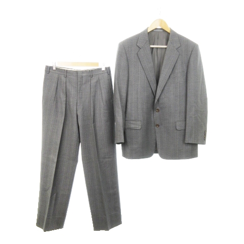 【中古】Burberrys シングルスーツ 上下 テーラードジャケット パンツ ウール ストライプ 94-82-175A6 M グレーの通販は