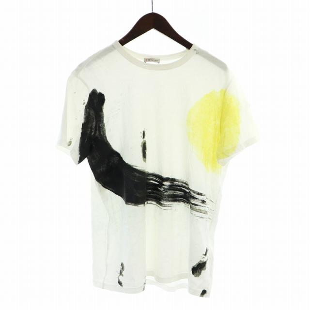 【中古】モンクレール MONCLER 18年製 Tシャツ カットソー 半袖 ロゴ 総柄 M 白 ホワイト ■GY18 /MQ メンズの通販は
