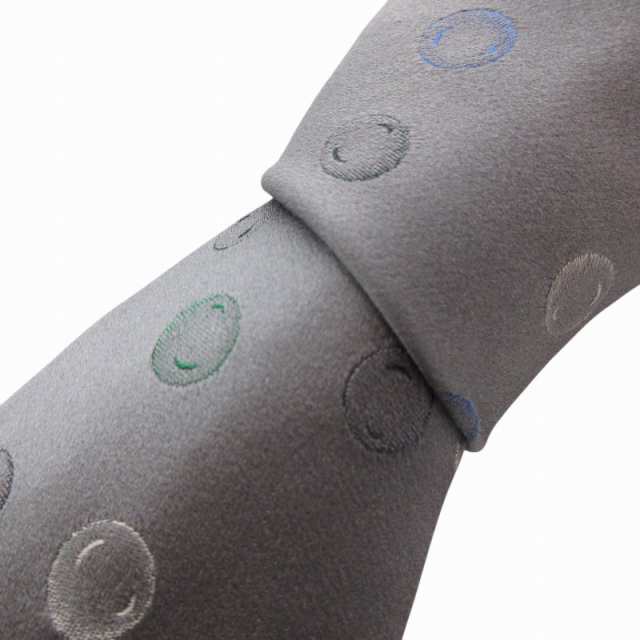 【中古】ドミニクフランス Dominique France スリークラウン 王冠 ネクタイ シルク 水玉 総柄 グレー メンズの通販は