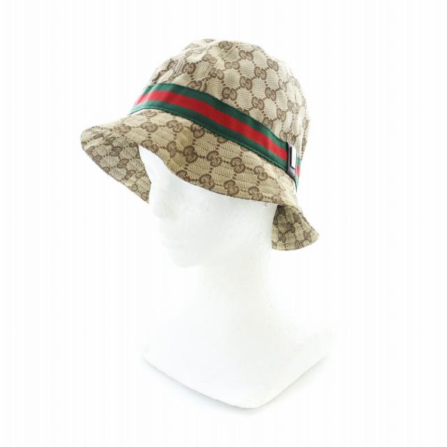 【中古】グッチ GUCCI バケットハット シェリーライン 帽子 GG柄 ロゴ L 茶 ブラウン ■GY18 /MQ メンズの通販は