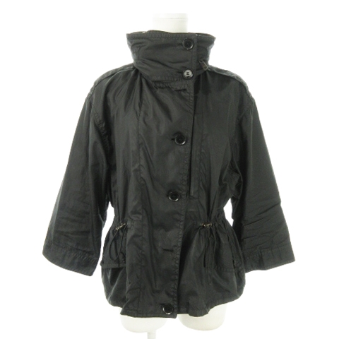 【中古】バーバリー ロンドン BURBERRY LONDON ドロストジャケット スタンドカラー 七分袖 フード収納 38 M 黒の通販は 6,800円