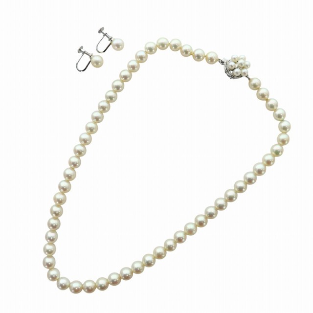 【中古】堀江安飾店 ネックレス アクセサリー イヤリング 2点セット 本真珠 パール 6mm シルバー925 白 ホワイトの通販は