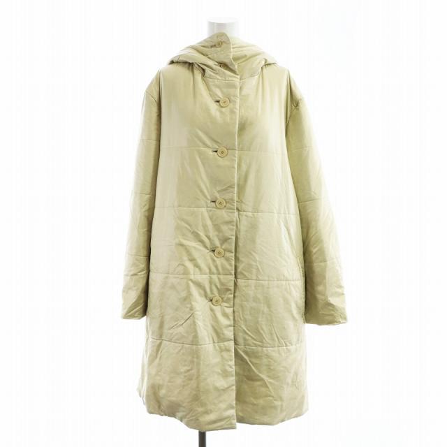 【中古】イッセイミヤケ ISSEY MIYAKE フェット FETE 中綿コート ロング 長袖 フード 3 L クリーム色 黄 イエローの通販は