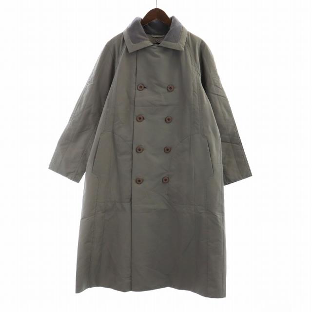 【中古】プリーツプリーズ PLEATS PLEASE Pコート ピーコート ダブル 長袖 パンチング ロング フリースライナー付きの通販は