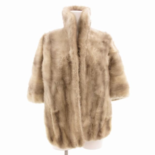 【中古】ピエールカルダン Pierre Cardin 毛皮 サファイアミンクファー ケープ ポンチョ ショール 羽織り
