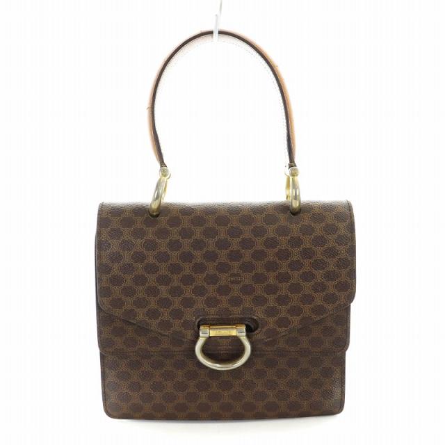 【中古】セリーヌ CELINE ハンドバッグ ワンハンドル PVC レザー ダブルフラップ マカダム柄 茶 ブラウンの通販は