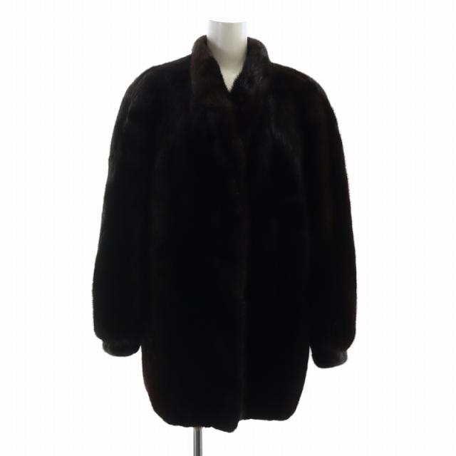 【中古】ロティニー ROTNY 毛皮コート ミンクファー 長袖 総裏地 ミドル 11 L 茶 ブラウン ■GY18 /MQ レディース