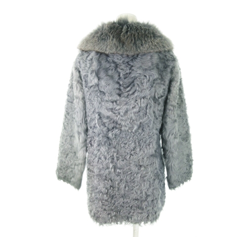 中古】ノーブランド ファーコート ラム 襟フォックス 毛皮 ハーフ