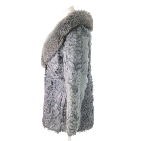 中古】ノーブランド ファーコート ラム 襟フォックス 毛皮 ハーフ