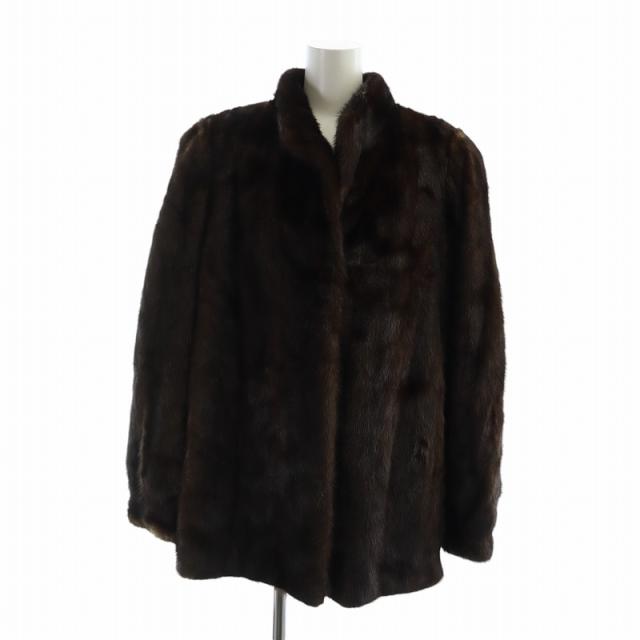 【中古】ナカムラ ファー nakamura fur 毛皮コート 長袖 ミドル 総裏地 ブラウンミンクファー ネーム刺繍入り