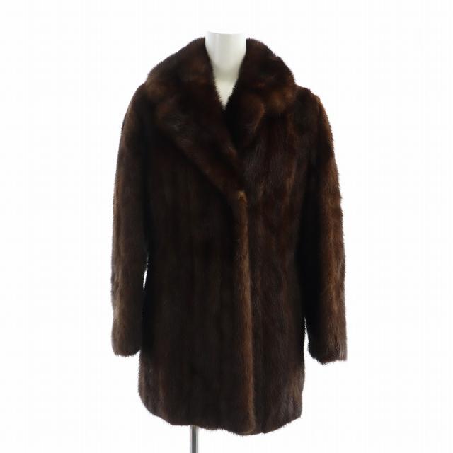 【中古】DAIMARU フィアンセス Fiancesse 毛皮コート ミンクファー 長袖 総裏地 ミドル 11 L 茶 ブラウン