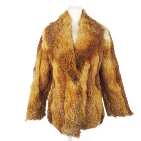 【中古】サンマルコ San Marco FUR ファーコート ハーフ 毛皮 フォックスファー 茶 ブラウン ■GY11 レディース