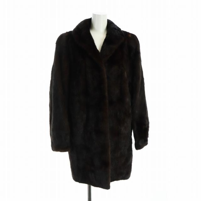 【中古】サガミンク SAGA MINK Charme Blanc 銀サガ 毛皮コート ミンクファー ミドル 長袖 総裏地 大きいサイズ 15 XL