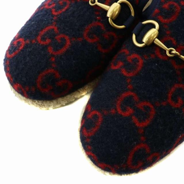 中古】グッチ GUCCI スリッポン ローファー ウール ボア GG柄 総柄