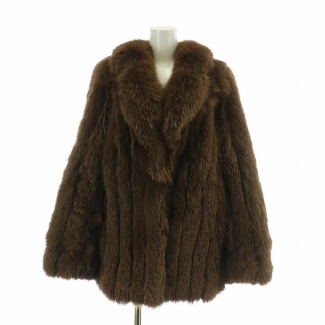 毛皮　シルバーフォックス　ハーフコート　ブラウン ミンク コート シルバーフォックス トリミング/レディース 毛皮 ファー