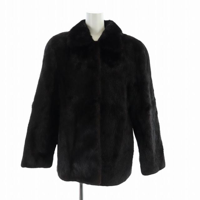 【中古】Canadian  毛皮コート ミンクファー ミドル 長袖 総裏地 M 茶 ブラウン ■GY11 /MQ レディース