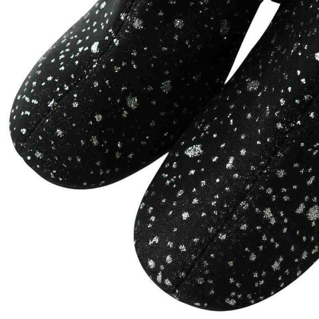 【中古】Maison Margiela 22 ショートブーツ ラウンドトゥ チャンキーヒール ラメ 総柄 38 25cm 黒 シルバー色 中古】Maison Margiela 22 ショートブーツ ラウンドトゥ チャンキー