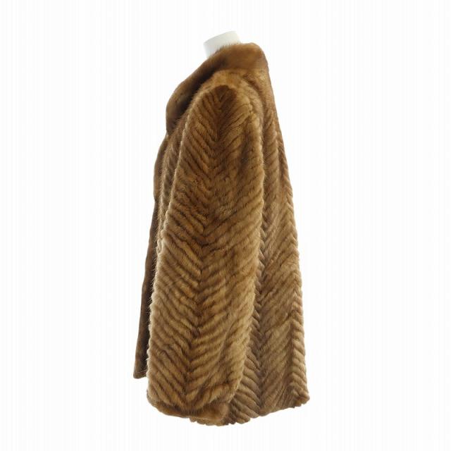 中古】Fiancesse 毛皮コート ミンクファー 長袖 総裏地 ミドル 11 L 茶