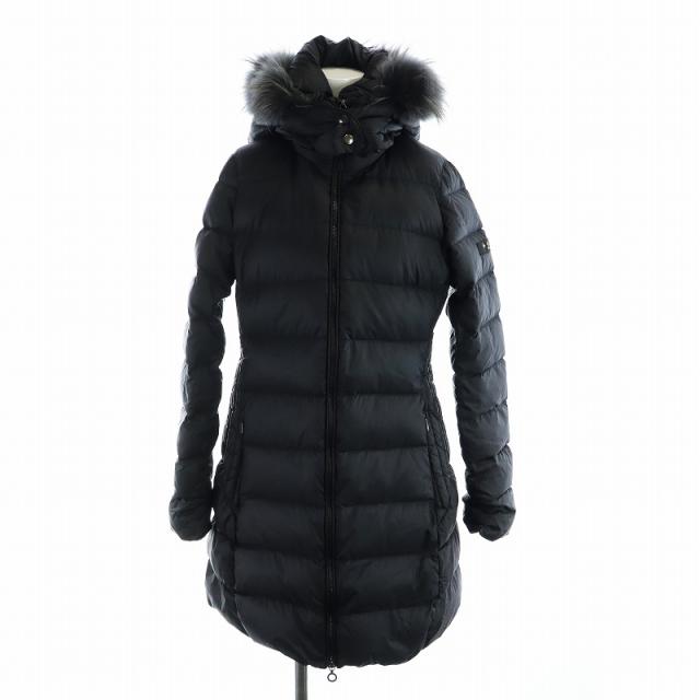 【中古】タトラス TATRAS サルマ SARMA ダウンコート ポーランドラクーン ミドル 長袖 フード ジップアップ 3 L 黒