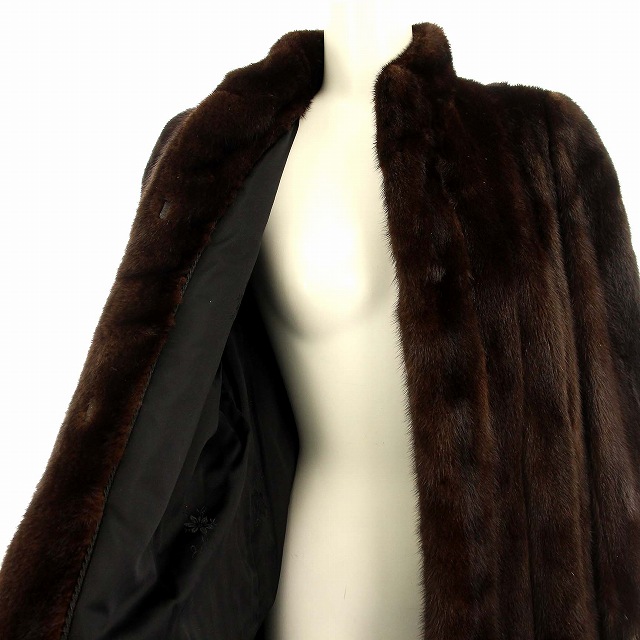 美品 EMBA エンバ ミンク毛皮 ロングファーコート ケスカ ブラック