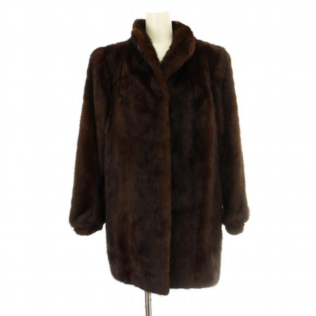 【中古】ミンクファーコート ミドル丈 毛皮 11 茶 ブラウン /KU ■GY18 ■MT レディース