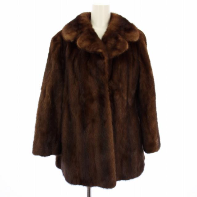 【中古】ノーブランド ファーコート ハーフコート ミンク アウター ブラウン /TK ■MT ■GY18 レディース