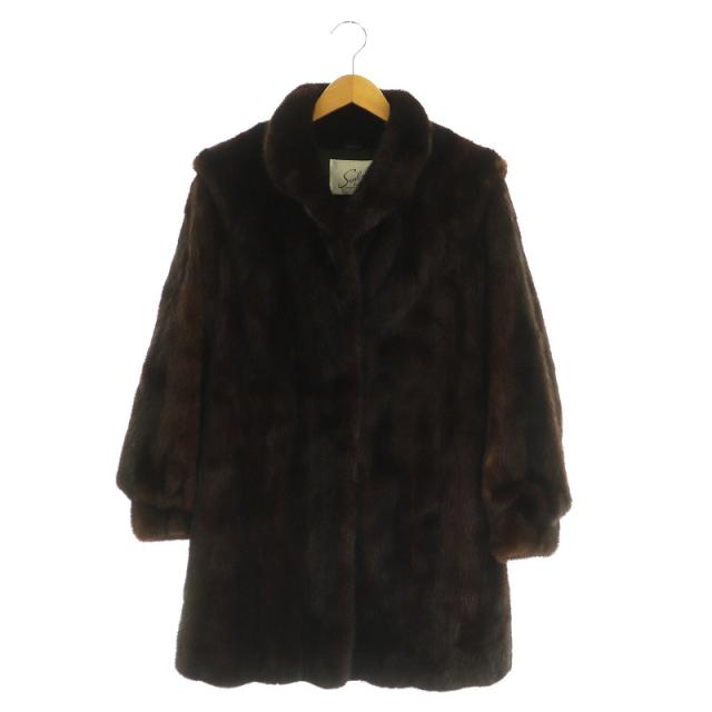 【中古】SCUBY Furs Victoria B.C. ファーコート ミンク 毛皮 ミディアム ダークブラウン