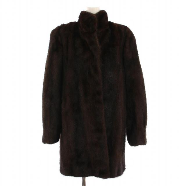 【中古】ファーフラッシュ ムーンバット FUR FLASH MOONBAT 毛皮コート ミンクファー アウター 9-11 ブラウン ■MT